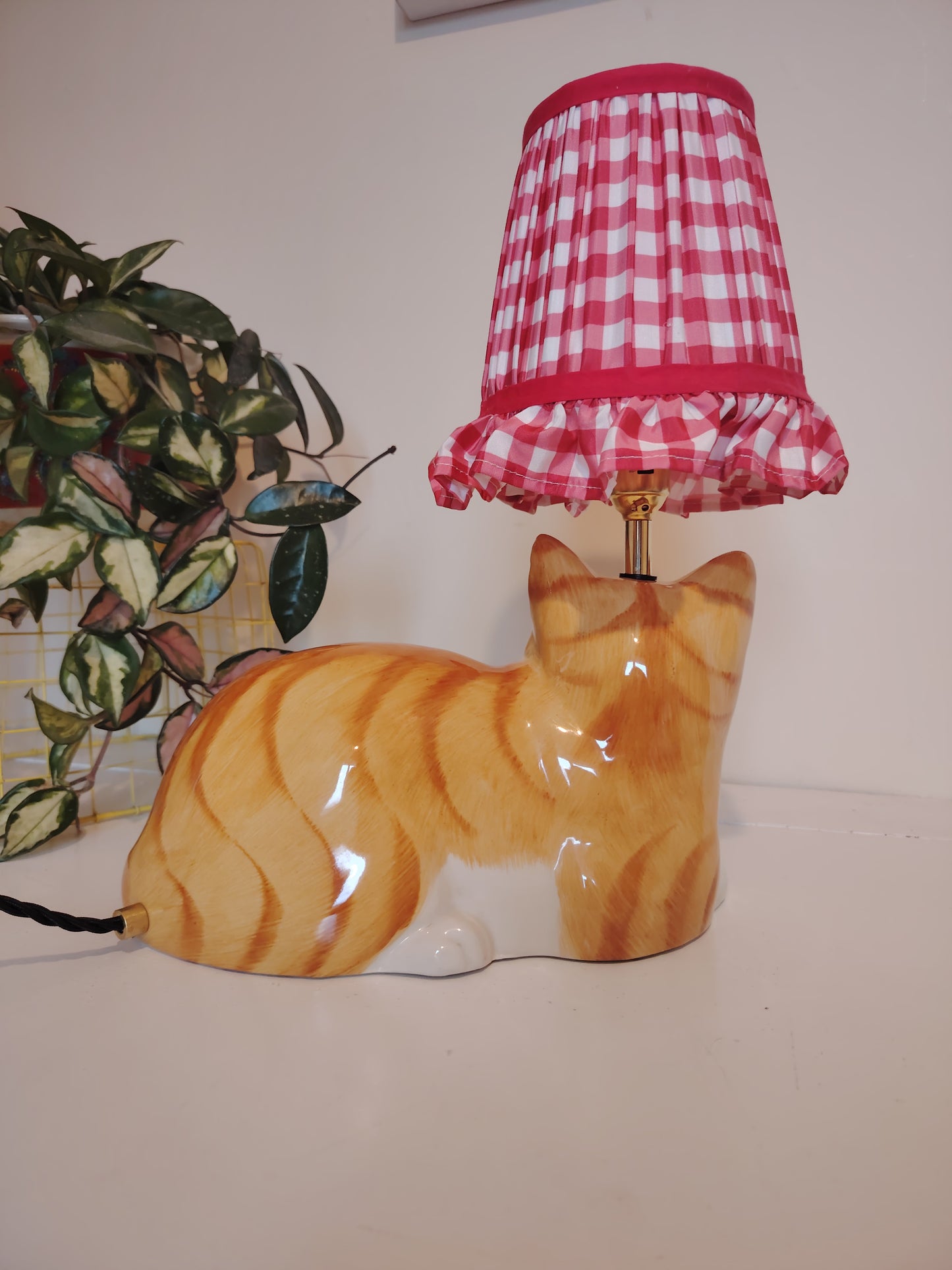 Large Ginger and White "Just Cats" Upcycled Cat Lamp