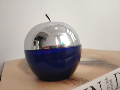 Pair of 70's cobalt blue glass and silver Apple and Pear pots