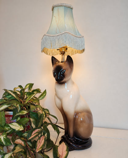 Vintage Reworked Tall Siamese Cat Lamp