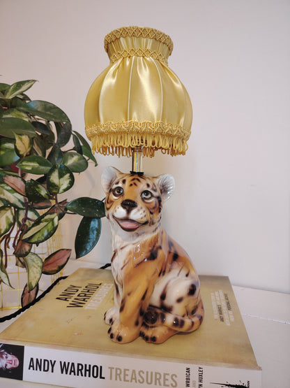 Upcycled Mid-Century Small Tiger Cub Lamp