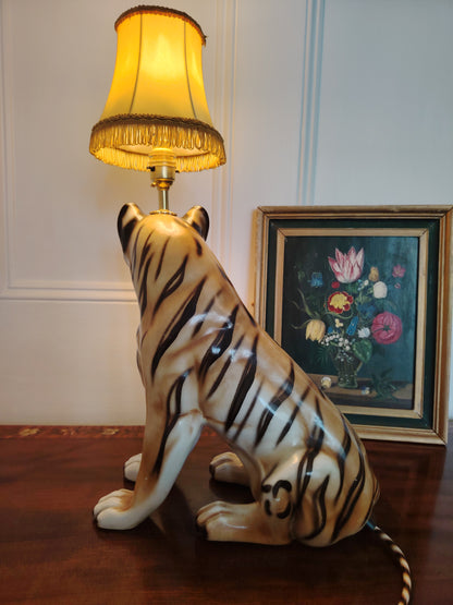 Large Reworked Mid Century Tiger lamp ✨