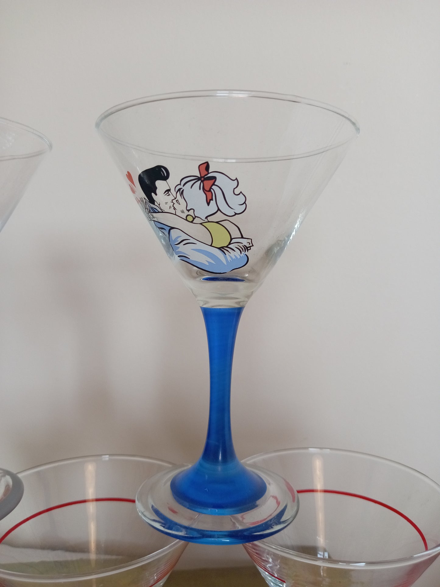 Set of 5 vintage 80's cocktail glasses