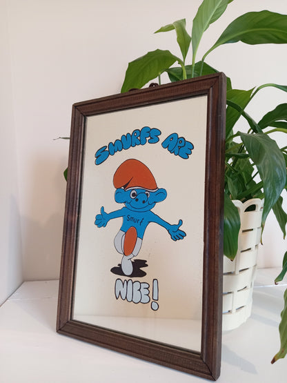 Vintage Smurf Picture mirror