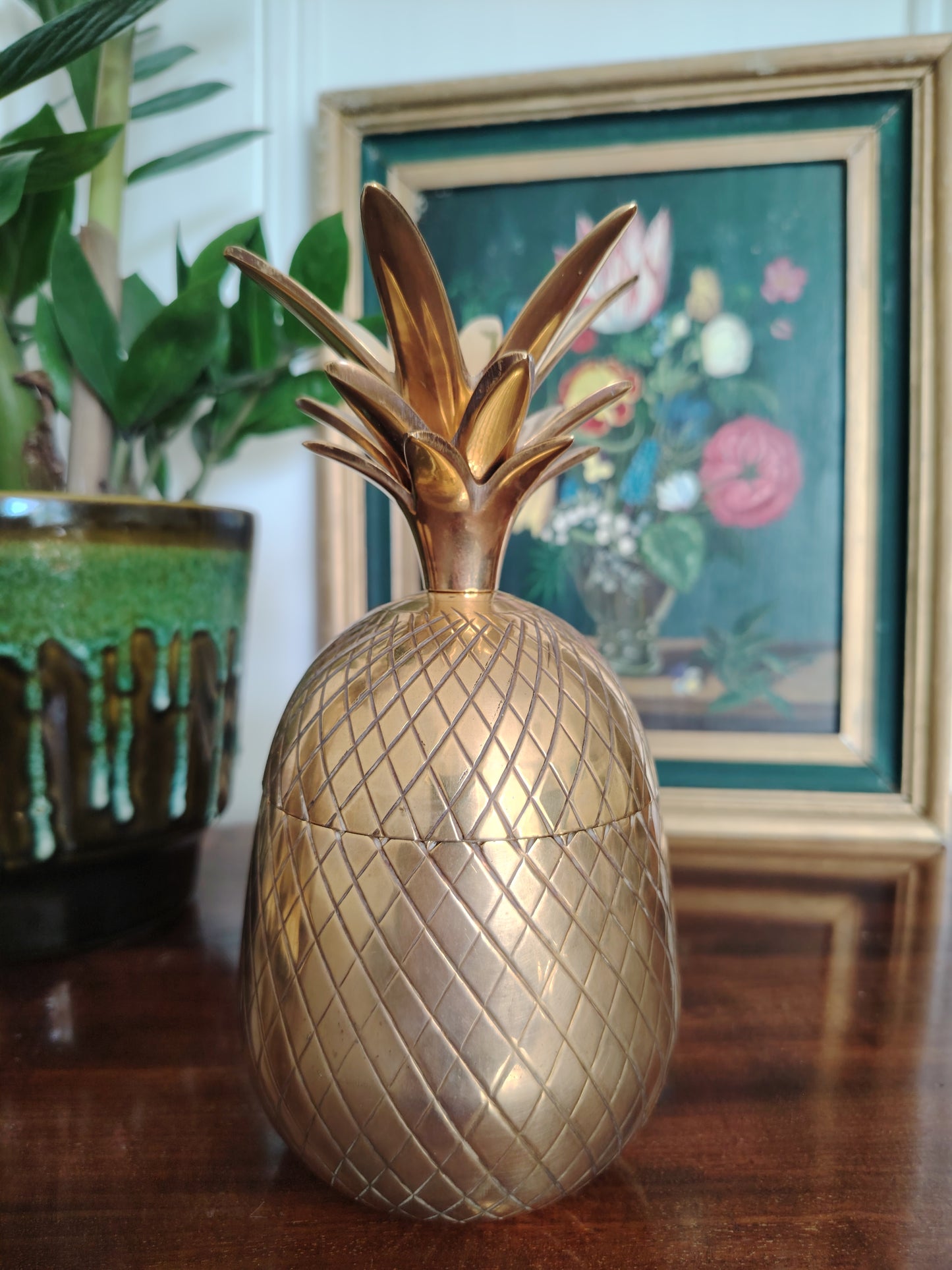 Vintage Mid Century Brass Pineapple Pot