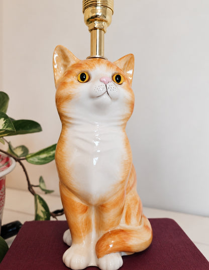 Vintage Reworked Small Ginger Cat Lamp 🐈💕