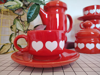 Vintage 70's Rare Waesterbach Heart Design Tea/ Coffee Set