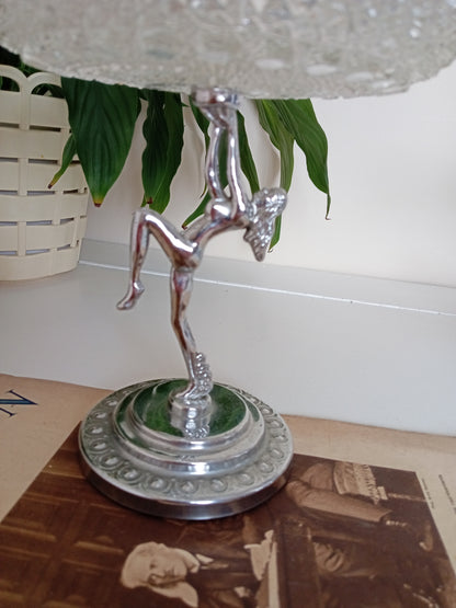 Art Deco Style Nude Lady Chrome Cake Stand