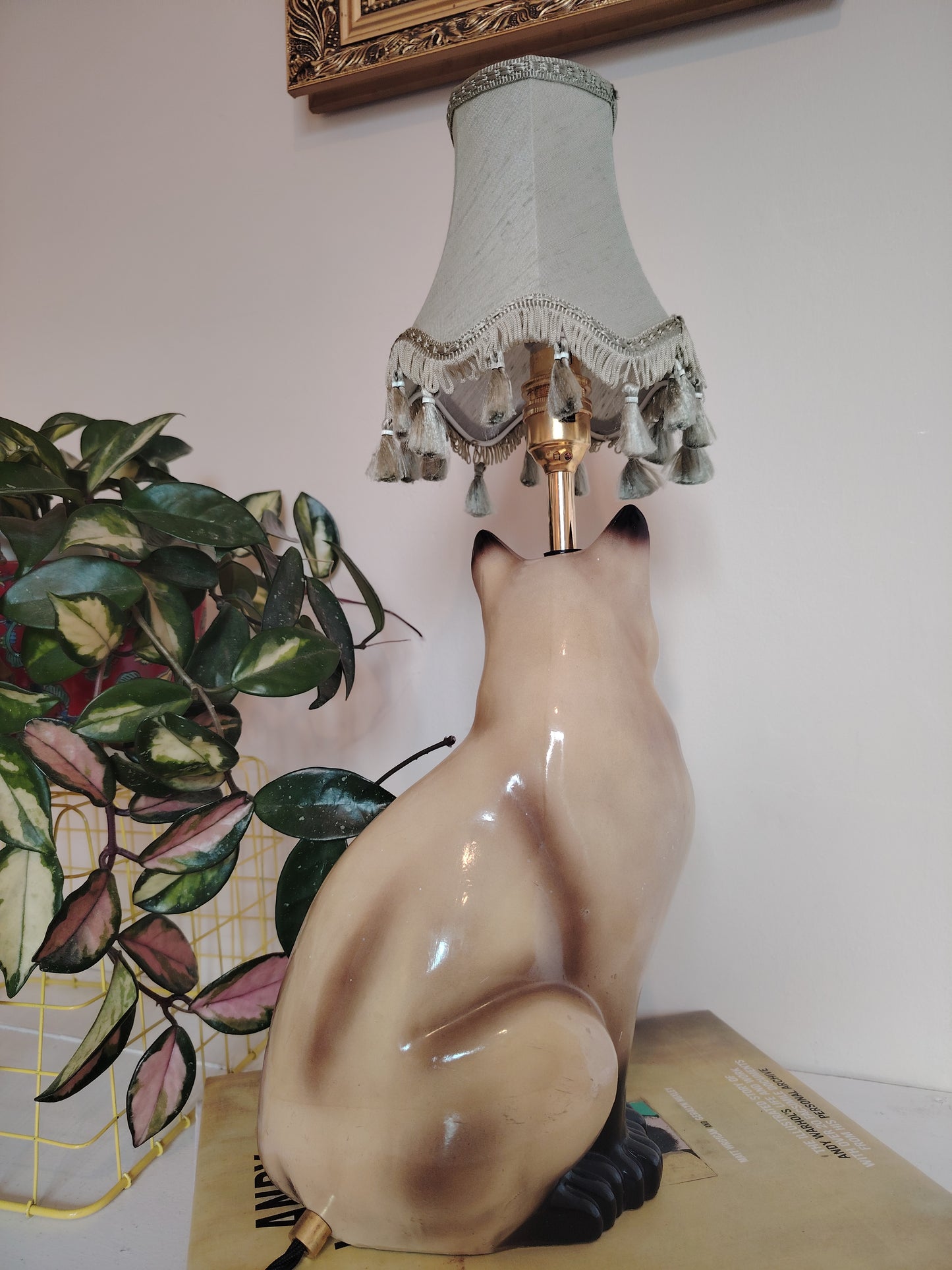 Vintage Upcycled Siamese Cat Lamp