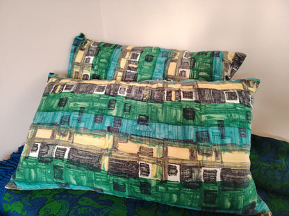 Pair of Large Vintage Bark cloth Bolster Cushions