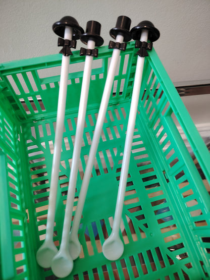 Set of 4 Top Hat and Bow ties cocktail stirrers