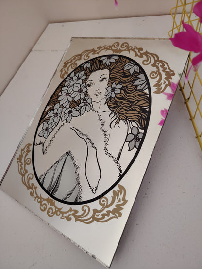 Vintage Nouvea Lady Picture Mirror
