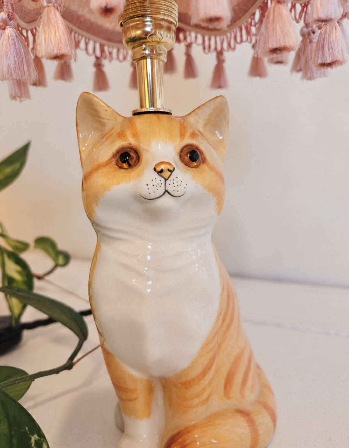 Vintage Reworked Small Ginger Cat Lamp 🐈