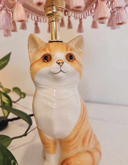 Vintage Reworked Small Ginger Cat Lamp 🐈