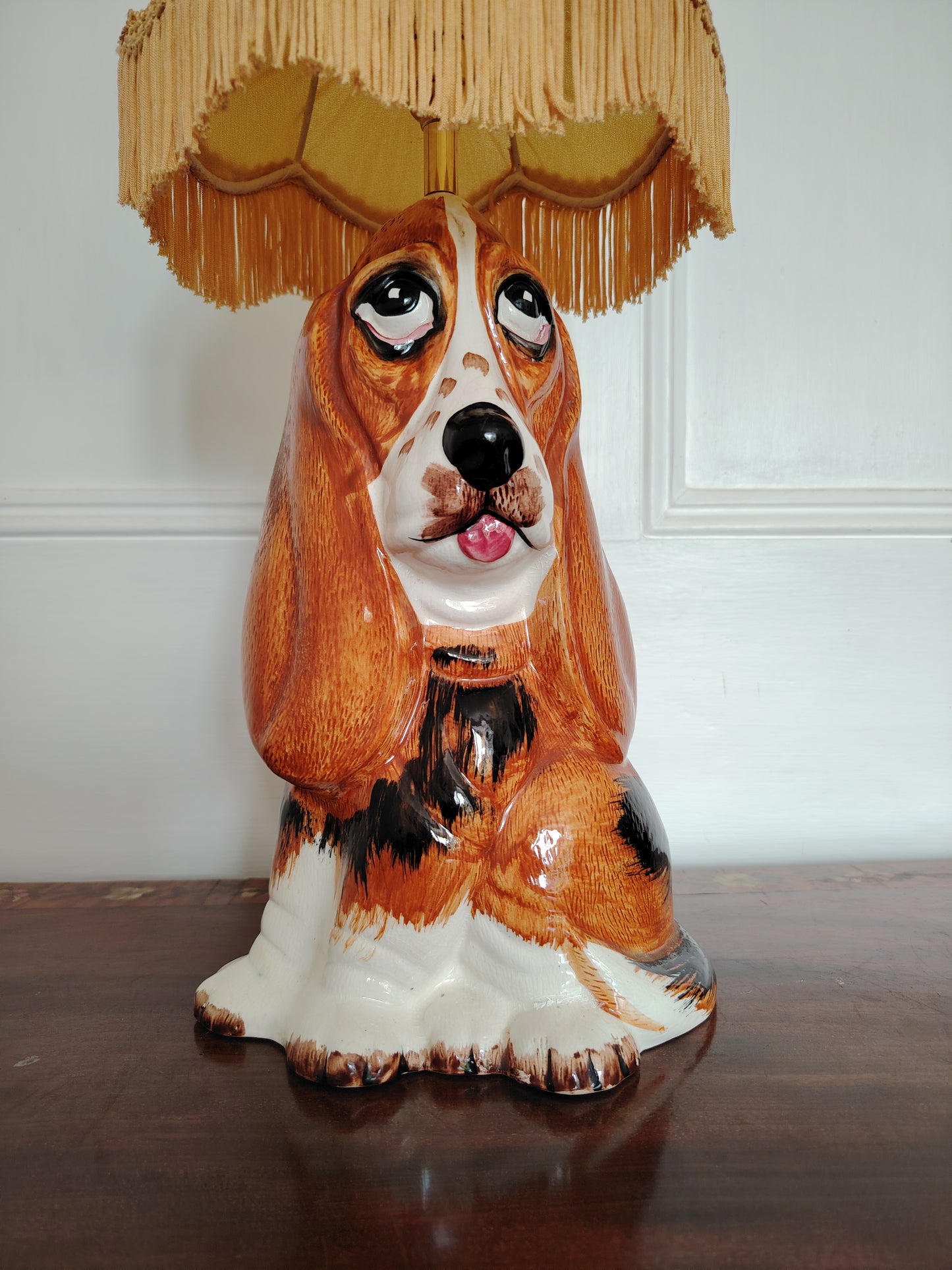 Vintage Large Reworked Bassett Hound Lamp