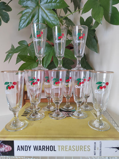 Vintage Cherry B Flute Glasses, listing for 6