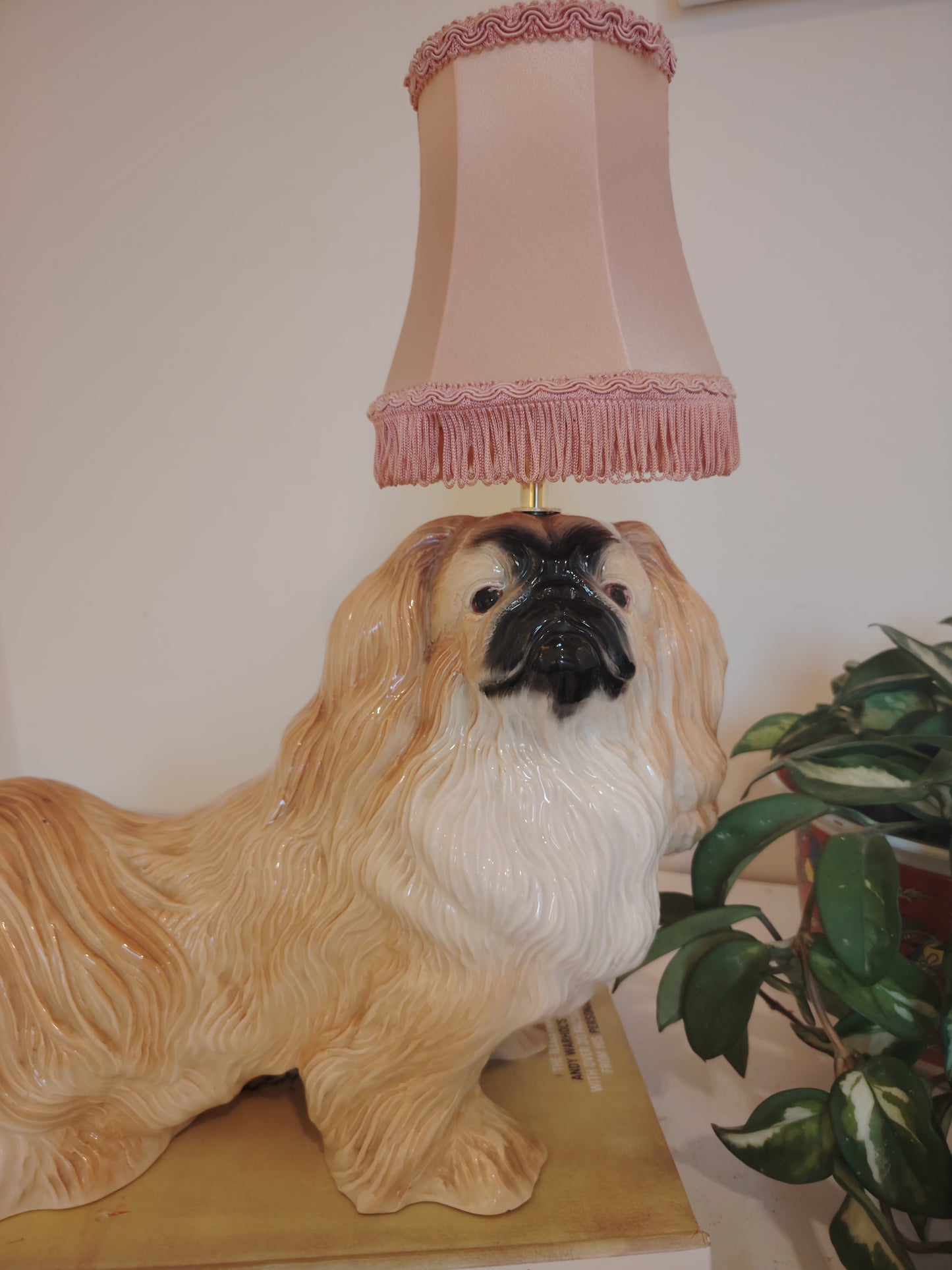 Reworked Vintage Large Pekignese Dog Lamp
