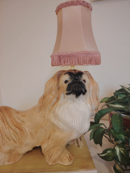 Reworked Vintage Large Pekignese Dog Lamp