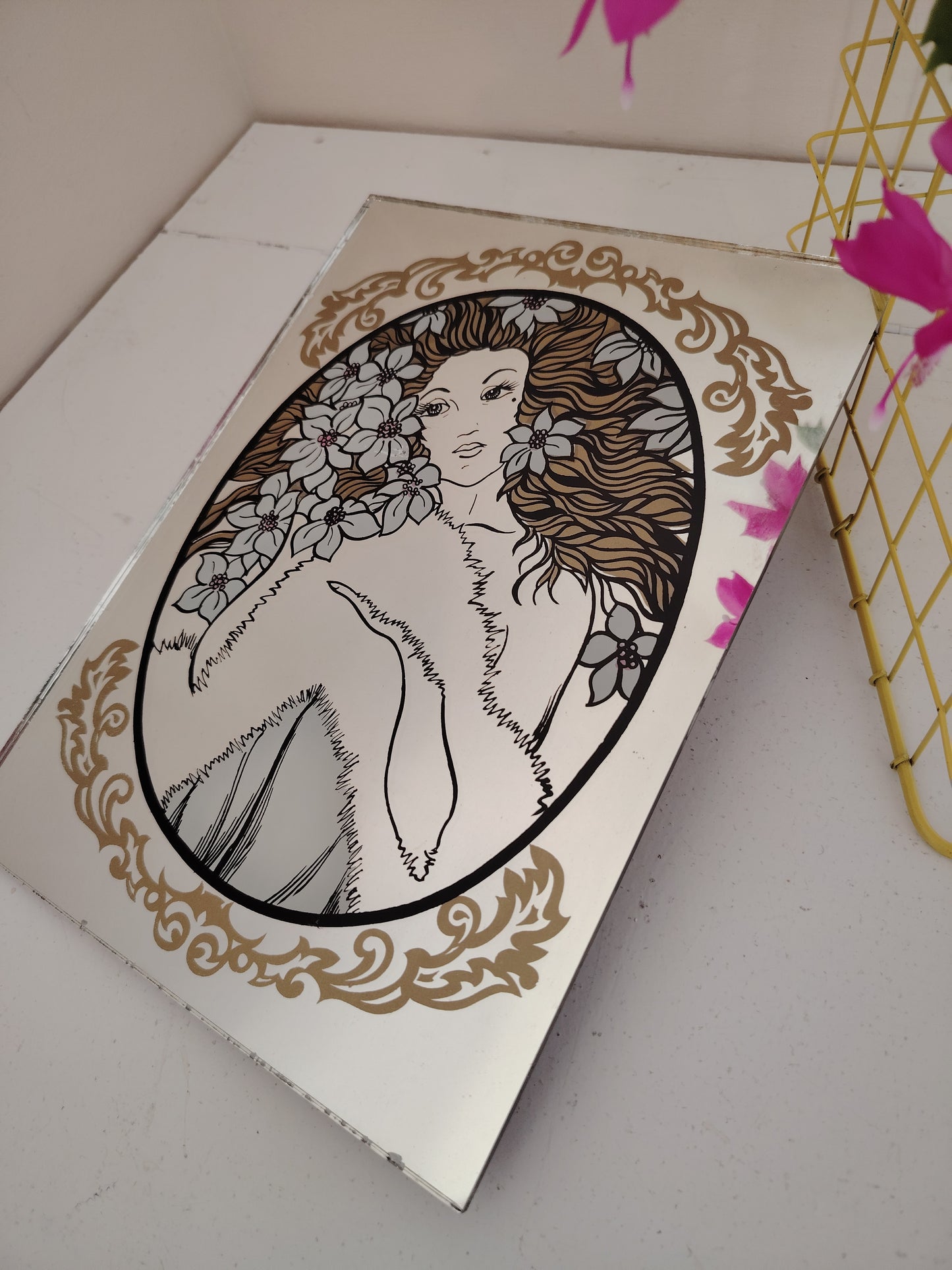 Vintage Nouvea Lady Picture Mirror