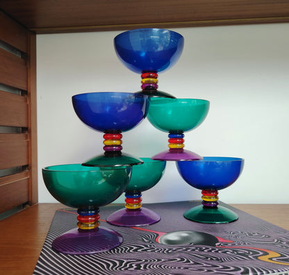 Set of 6 Guzinni Italy Acrylic Coupes