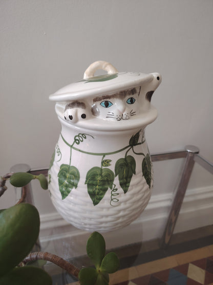 Vintage Peeping Kitten Cookie Jar