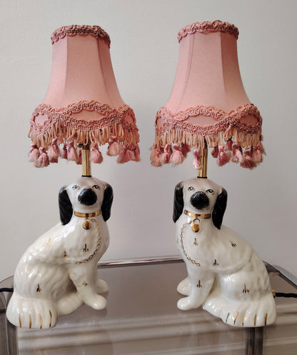 Pair of Antique Wally Dog upcycled lamps