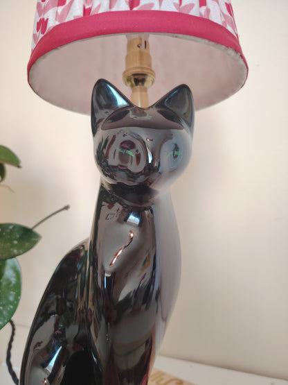 Vintage Upcycled Black Cat Lamp 🐈‍⬛