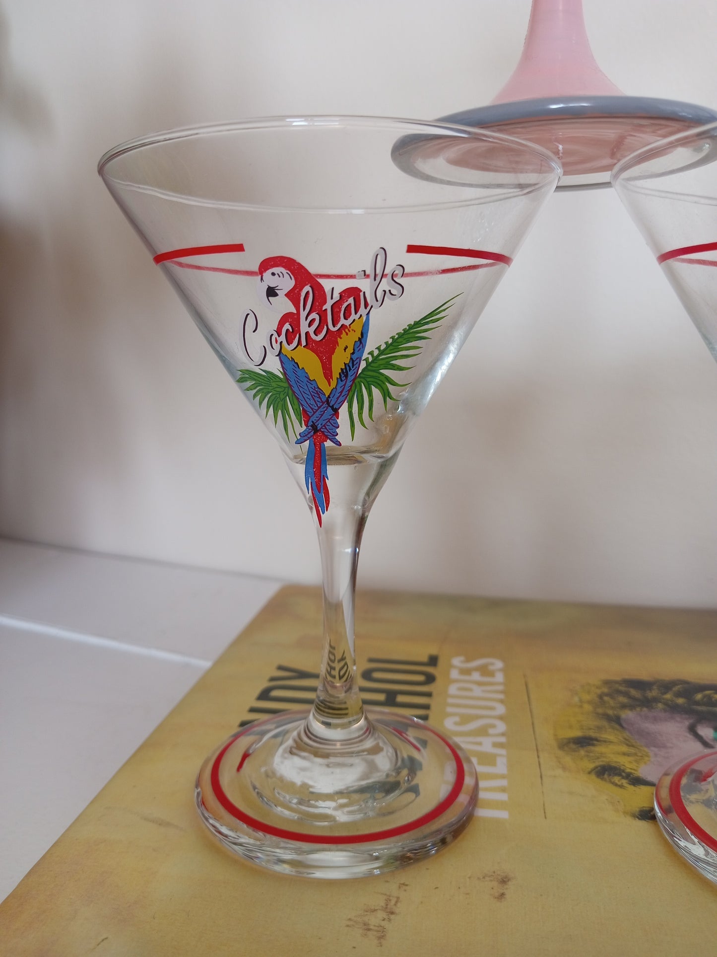 Set of 5 vintage 80's cocktail glasses