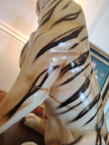 Large Reworked Mid Century Tiger lamp ✨