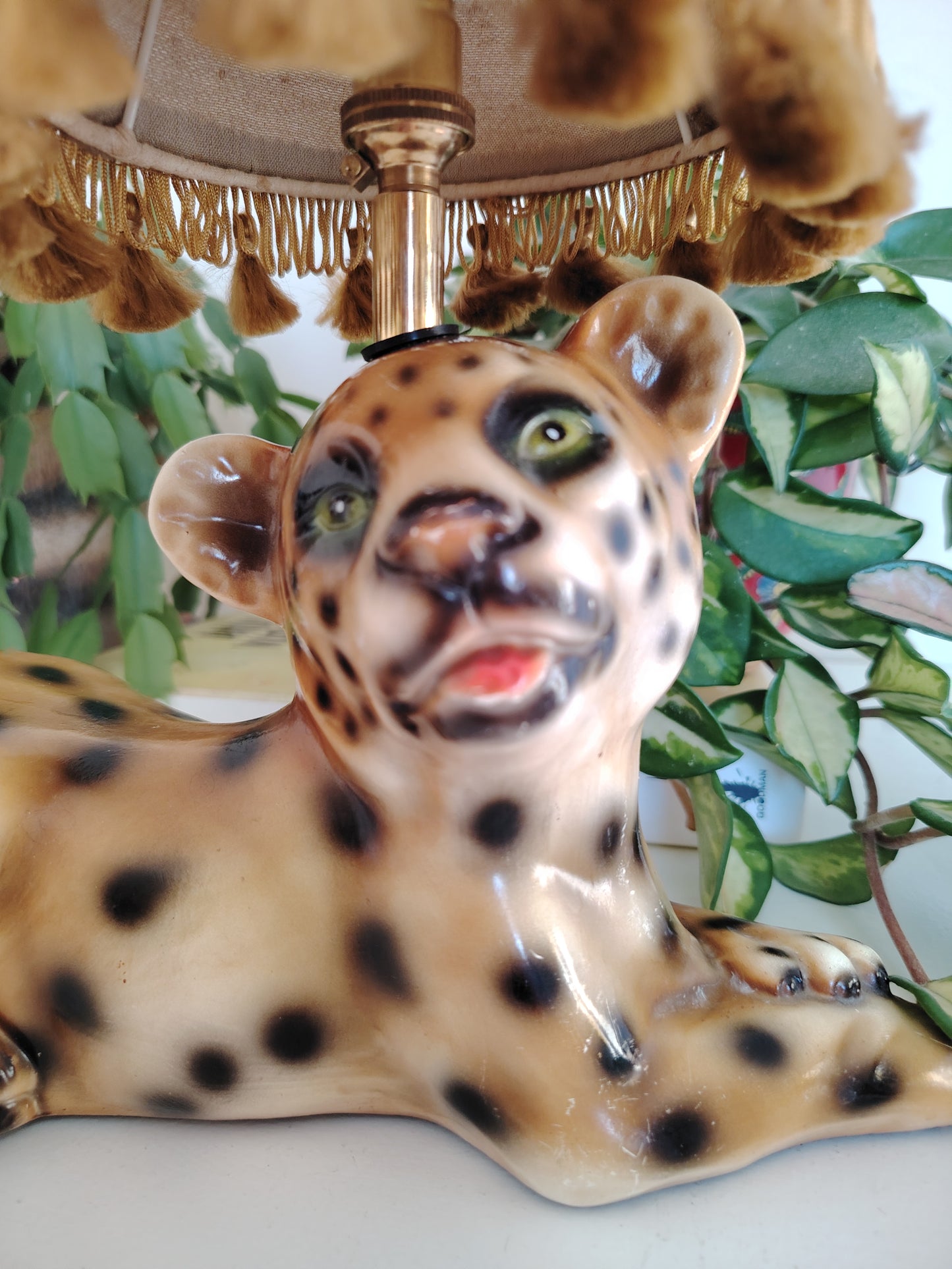 Upcycled Leopard Cub Lamp