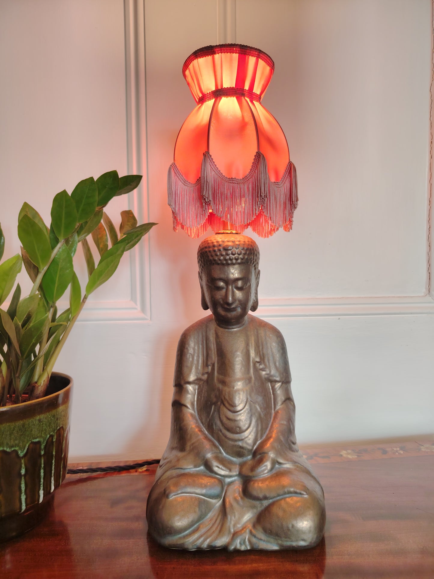 Large Vintage Upcycled Buddah Lamp