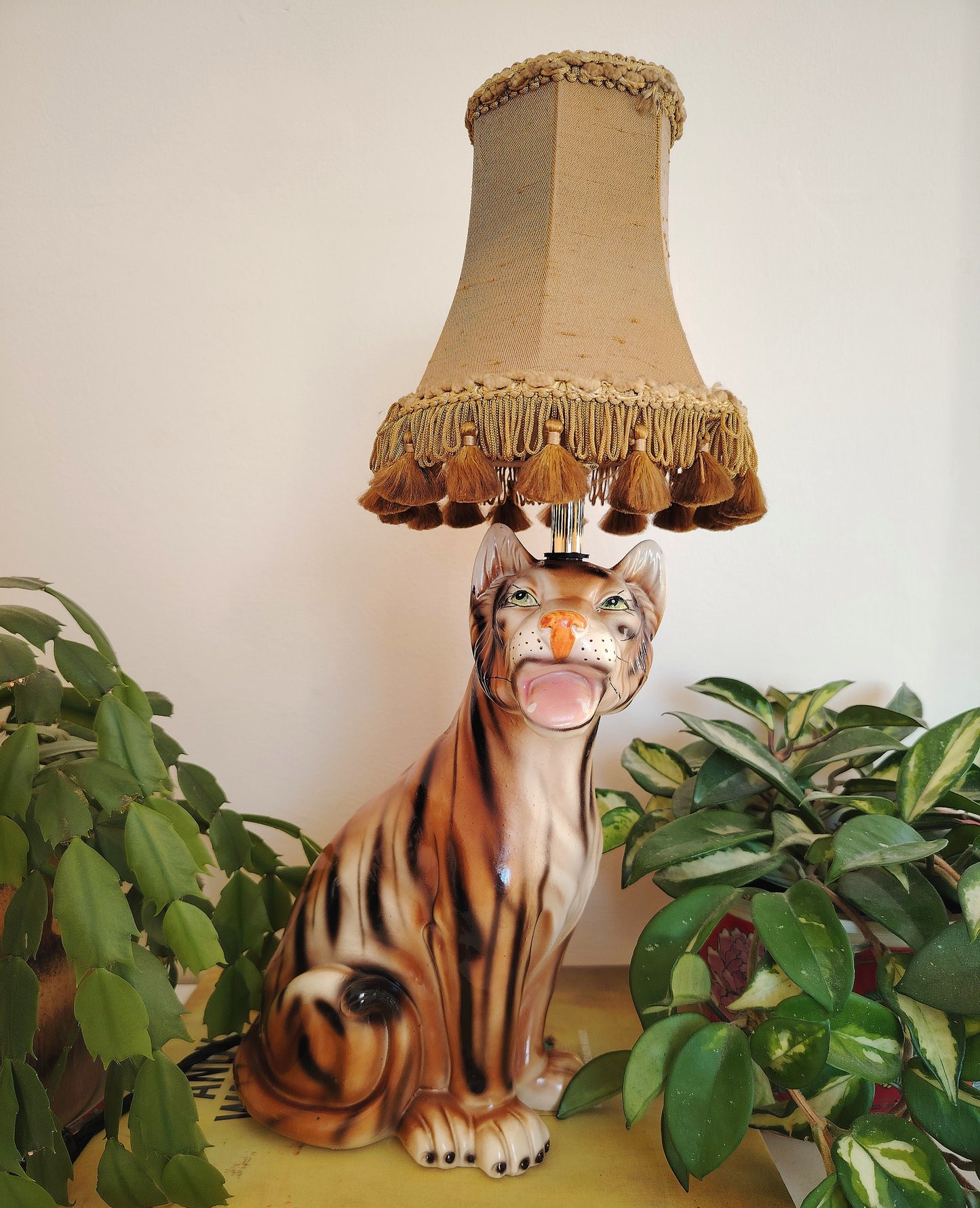 Upcycled Vintage Tiger lamp