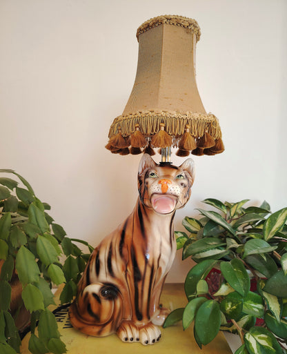 Upcycled Vintage Tiger lamp