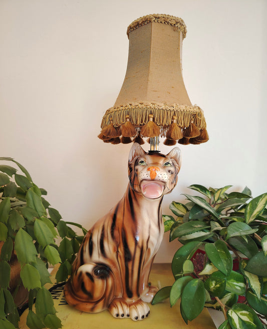 Upcycled Vintage Tiger lamp