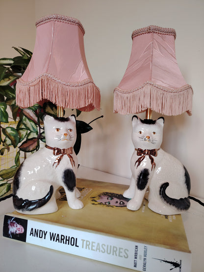 Pair of Vintage Cats upcycled lamps