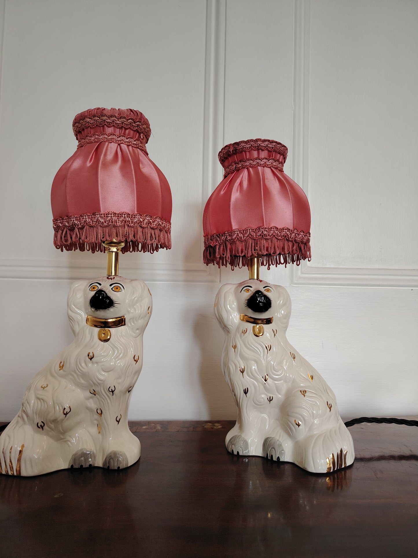 Pair of Vintage Reworked Beswick Pot Dog Lamps