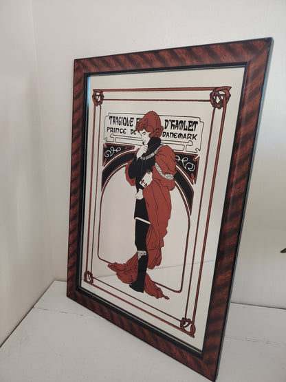 Vintage 70's Art Nouvea Style Hamlet Mucha Mirror