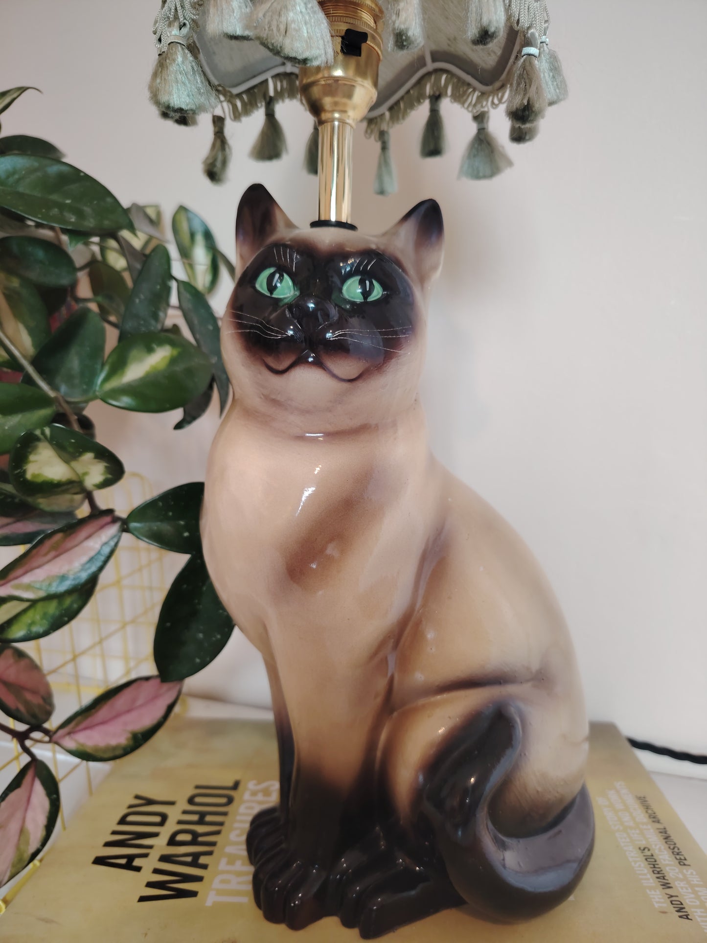 Vintage Upcycled Siamese Cat Lamp