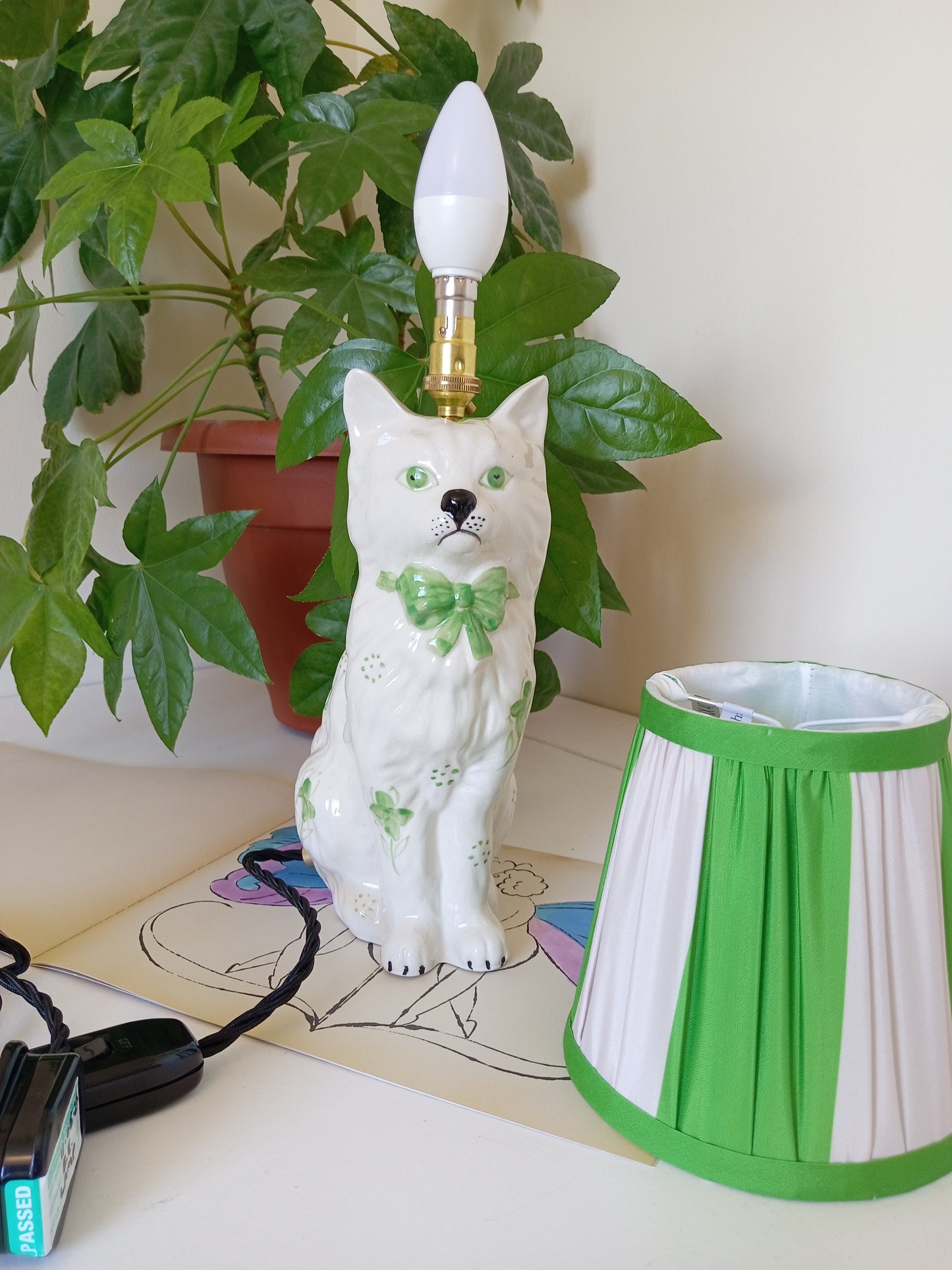 Upcycled Vintage Cat Lamp