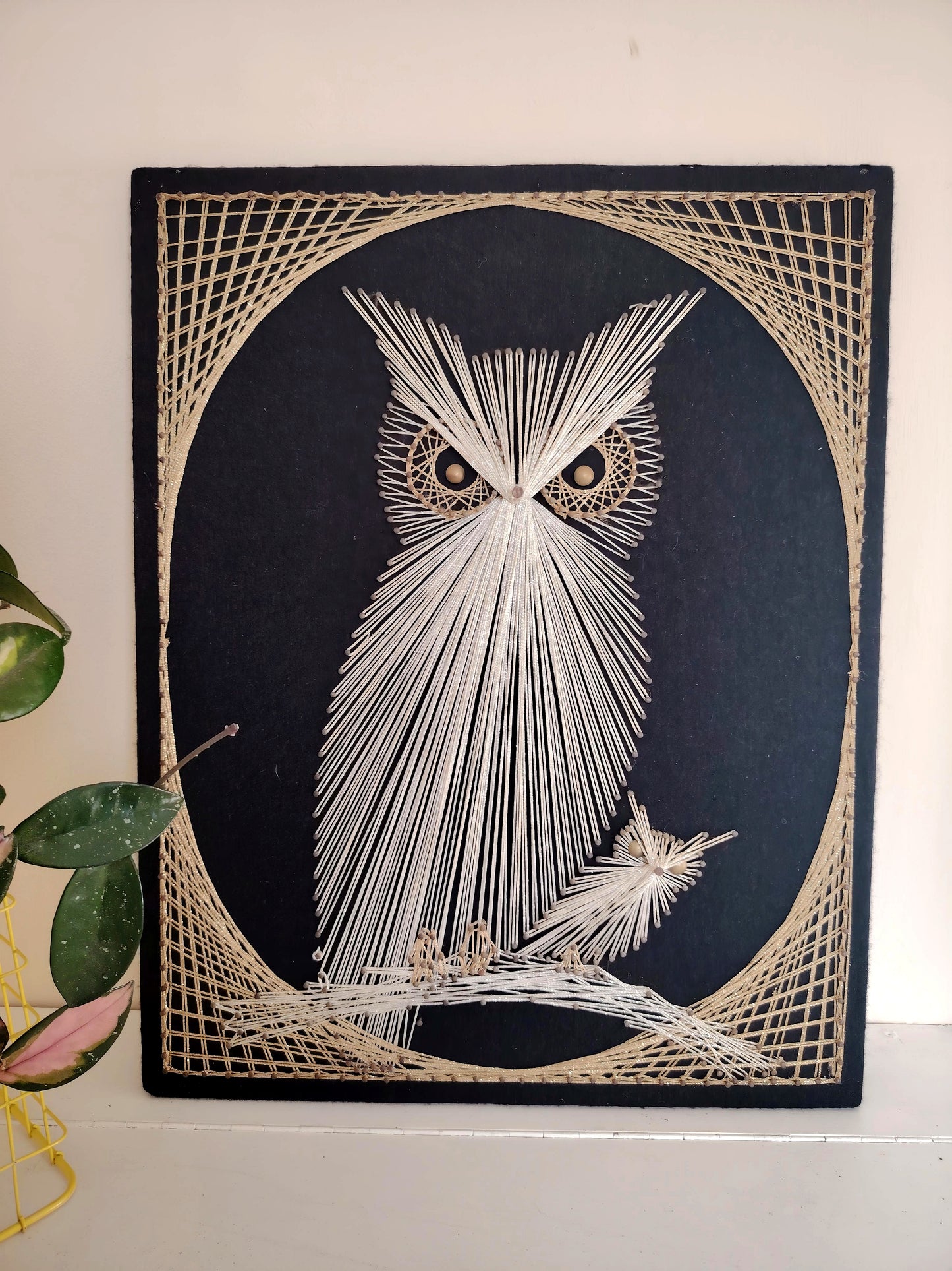 Vintage 70's Owl and Owlet String Art