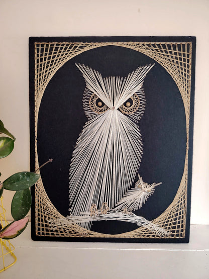 Vintage 70's Owl and Owlet String Art