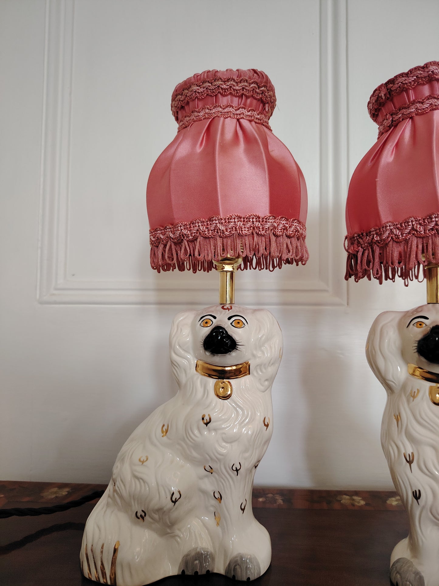 Pair of Vintage Reworked Beswick Pot Dog Lamps