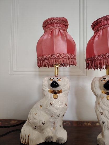 Pair of Vintage Reworked Beswick Pot Dog Lamps