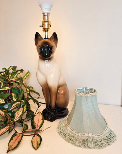 Vintage Reworked Tall Siamese Cat Lamp