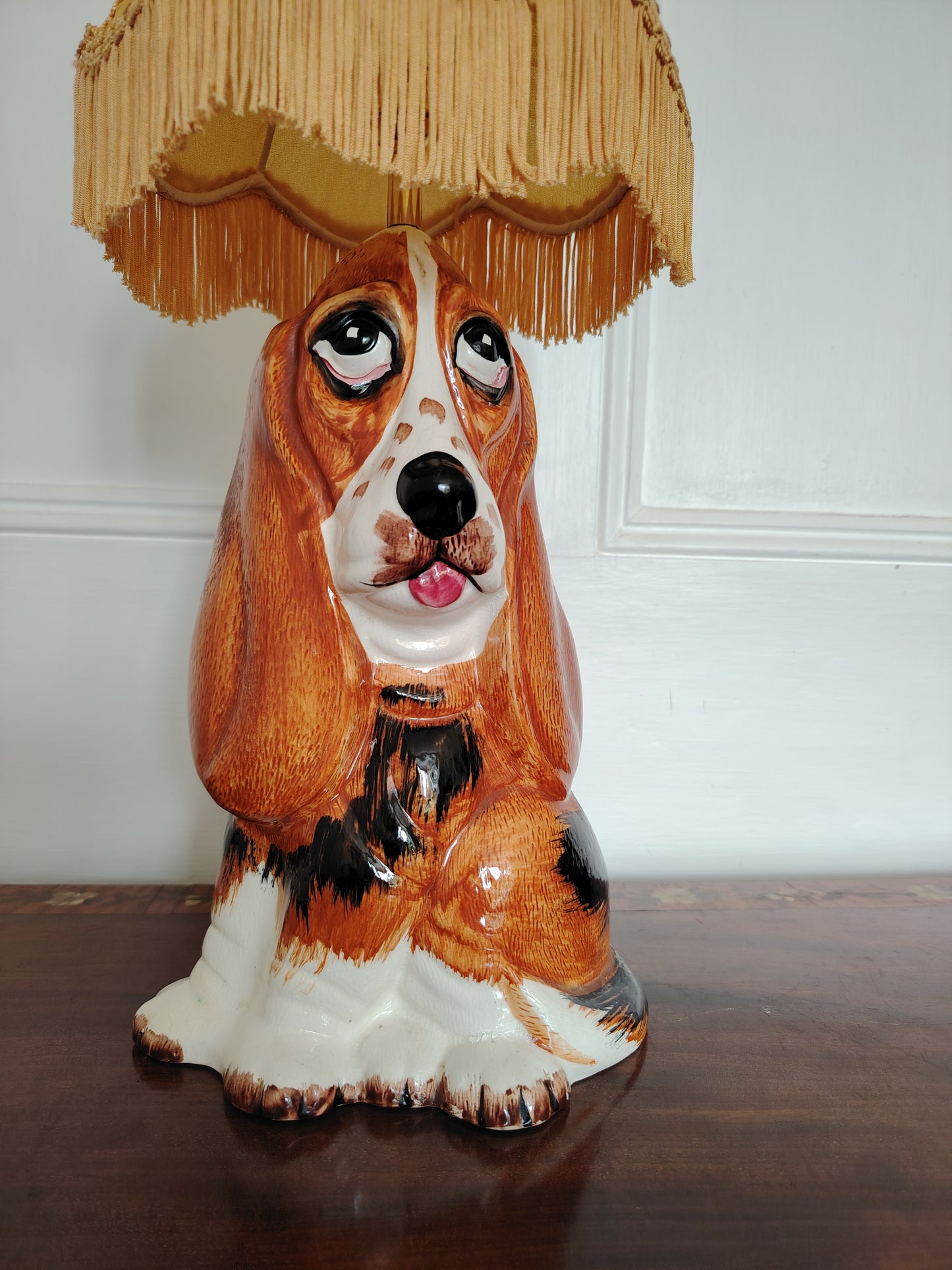 Vintage Large Reworked Bassett Hound Lamp