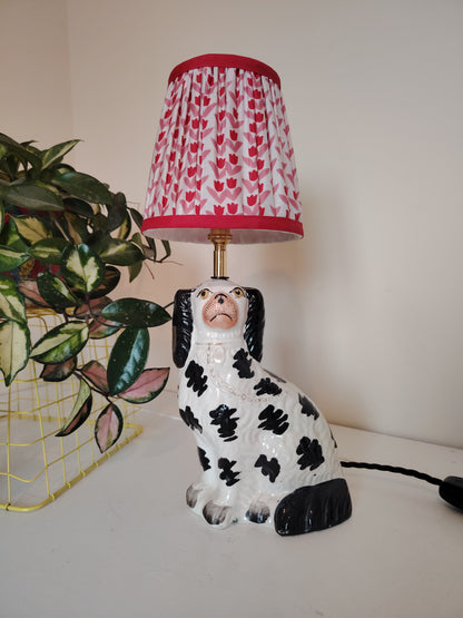 Vintage Upcycled Black and White Pot Dog Lamp