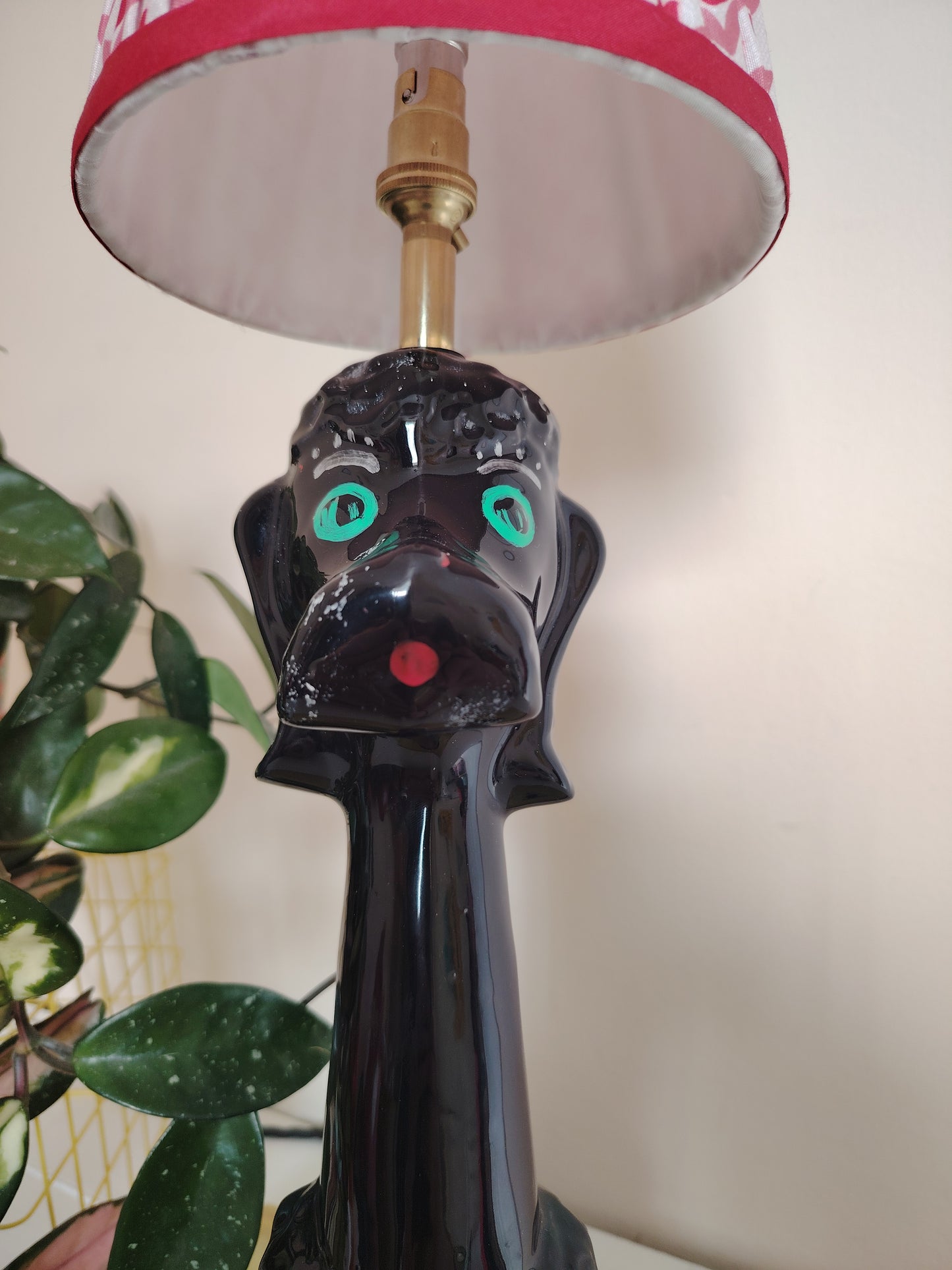 Upcycled 1950's Hand Painted Poodle Lamp
