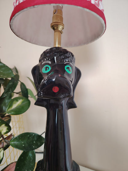 Upcycled 1950's Hand Painted Poodle Lamp