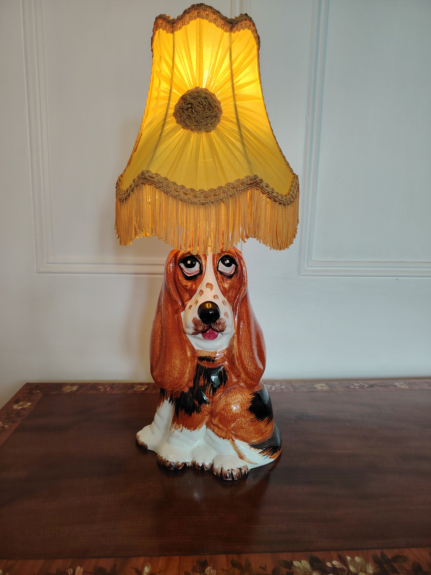 Vintage Large Reworked Bassett Hound Lamp