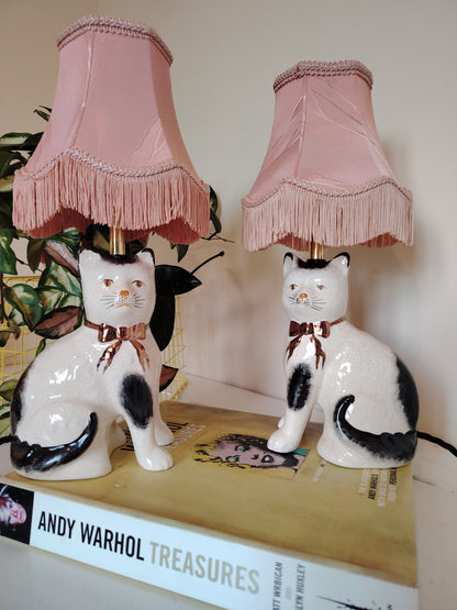 Pair of Vintage Cats upcycled lamps