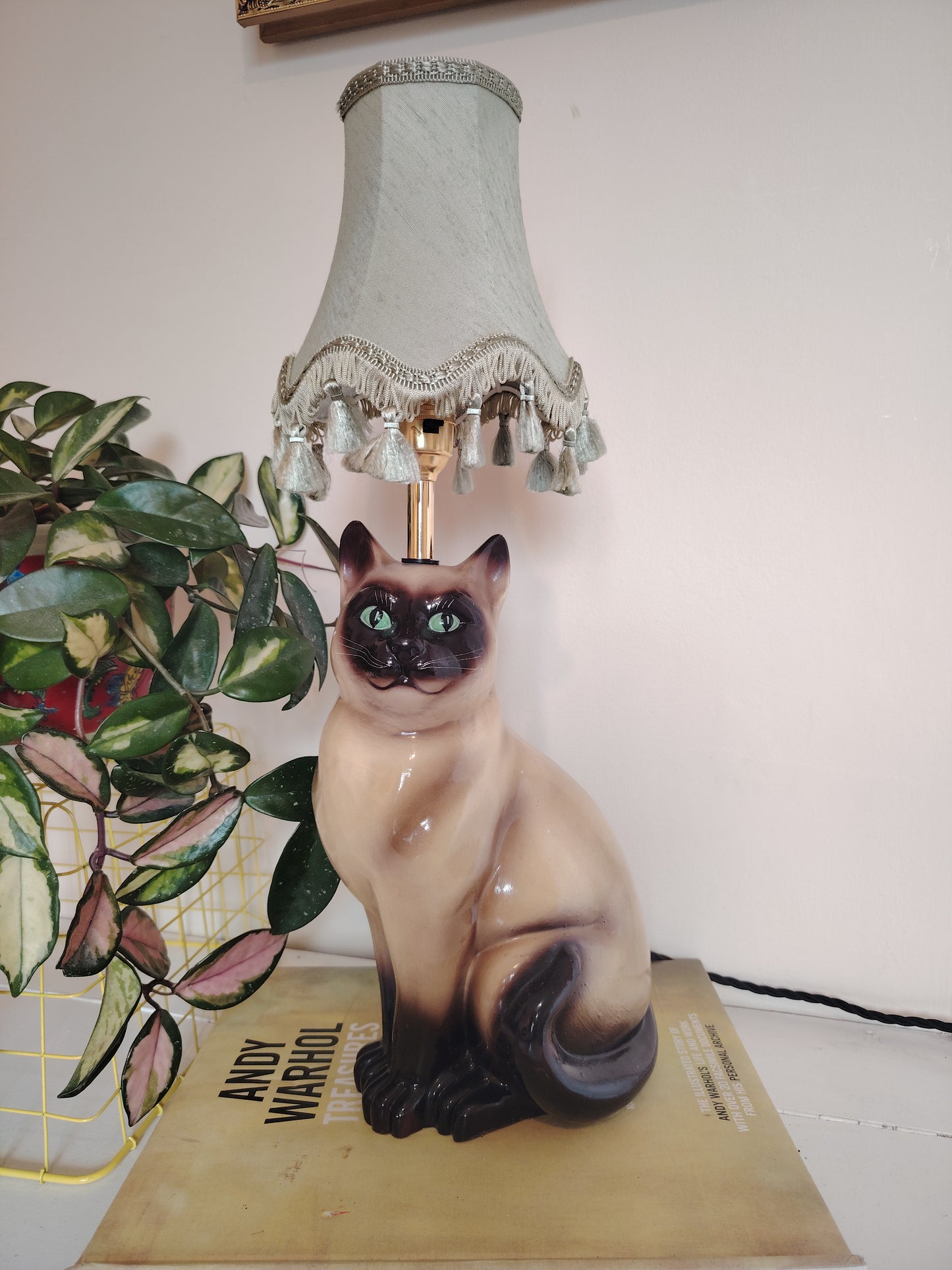 Vintage Upcycled Siamese Cat Lamp